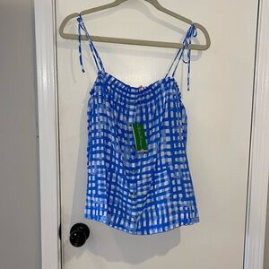 Lilly Pulitzer Silvana Blue and White Checkered Feel-in Beachy Tank